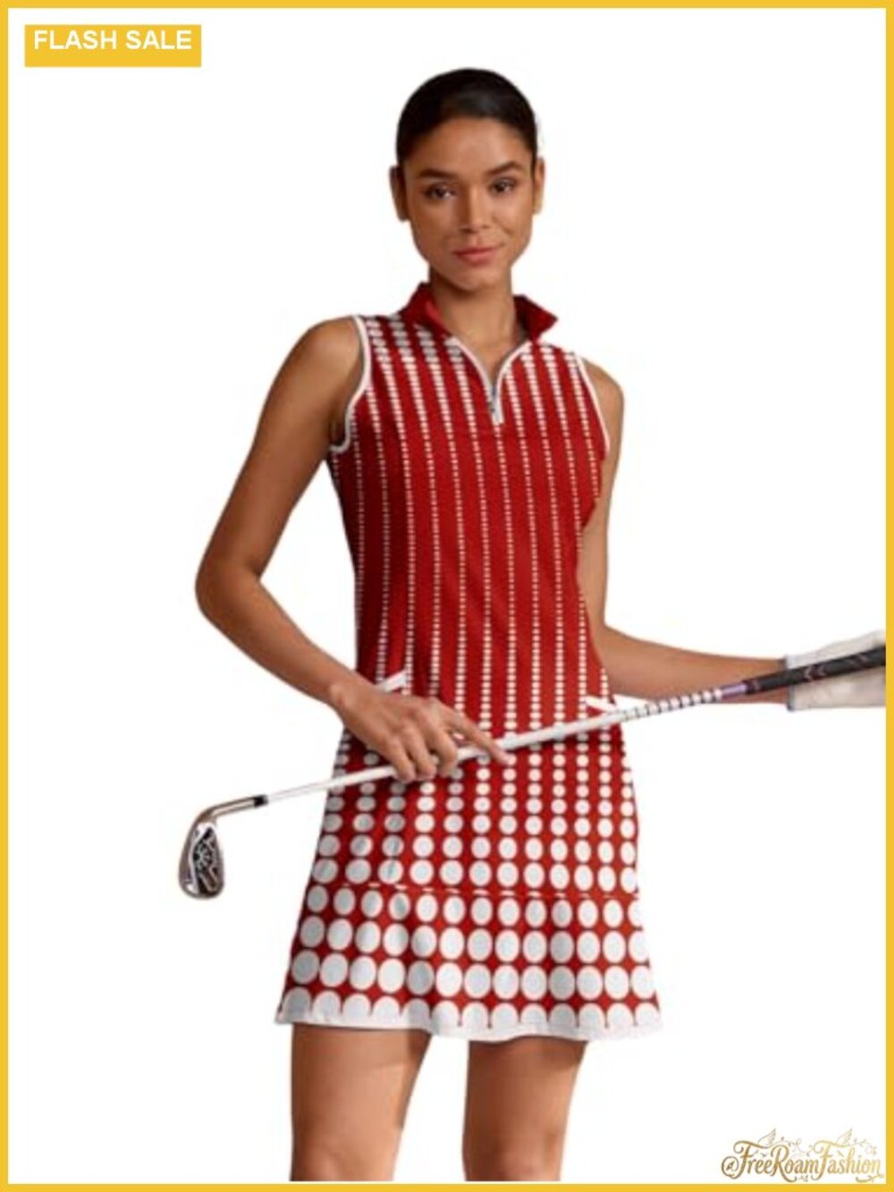 Sleeveless Quarter Zip Golf Dress with Pockets UPF 50+ Athletic Tennis Dress